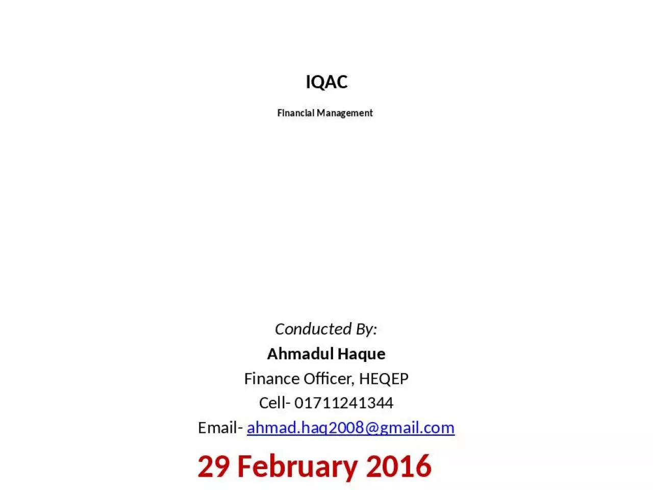 PPT-IQAC Financial Management