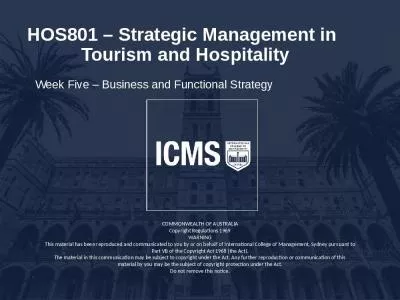 HOS801   Strategic Management in Tourism and Hospitality