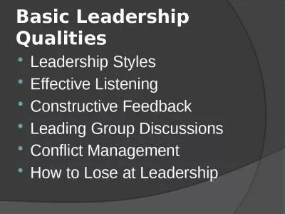 Basic Leadership Qualities