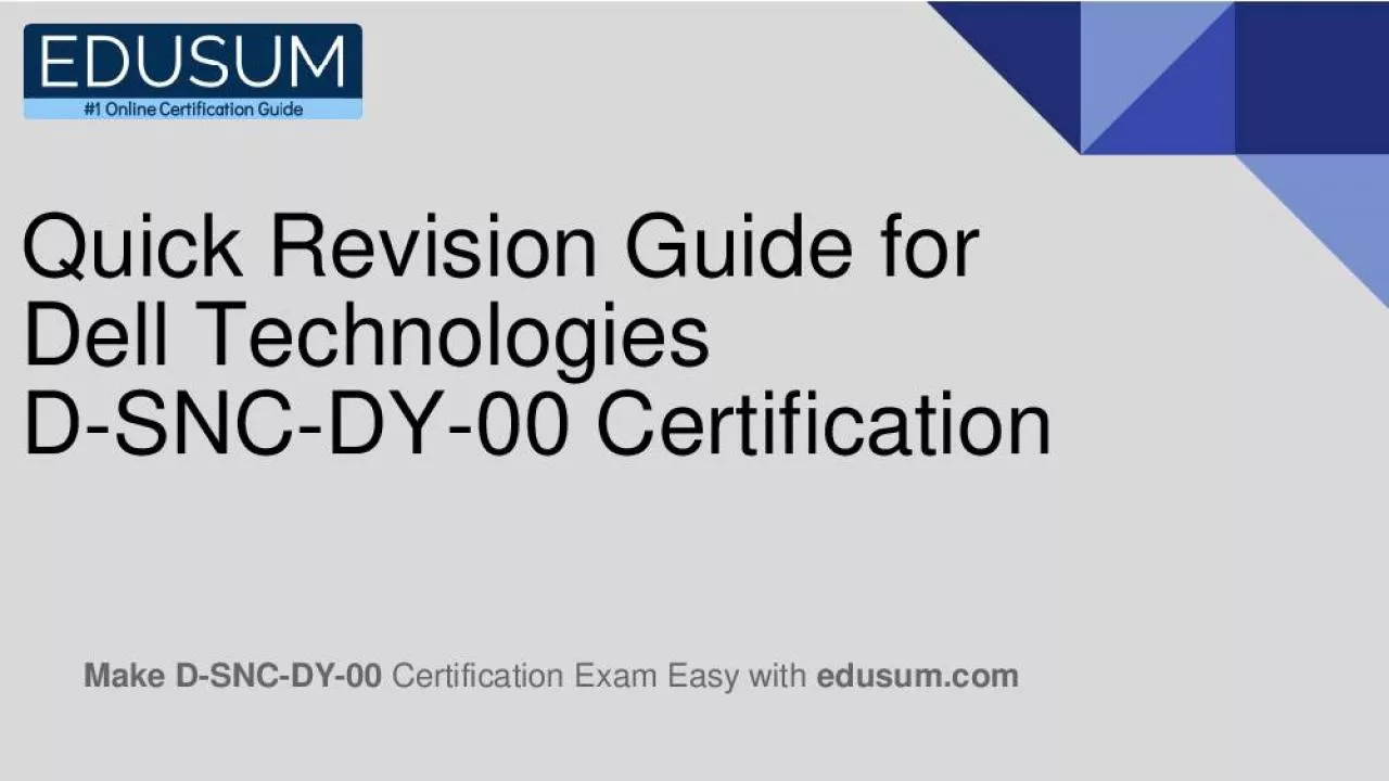 PDF-Dell Technologies D-SNC-DY-00 Exam