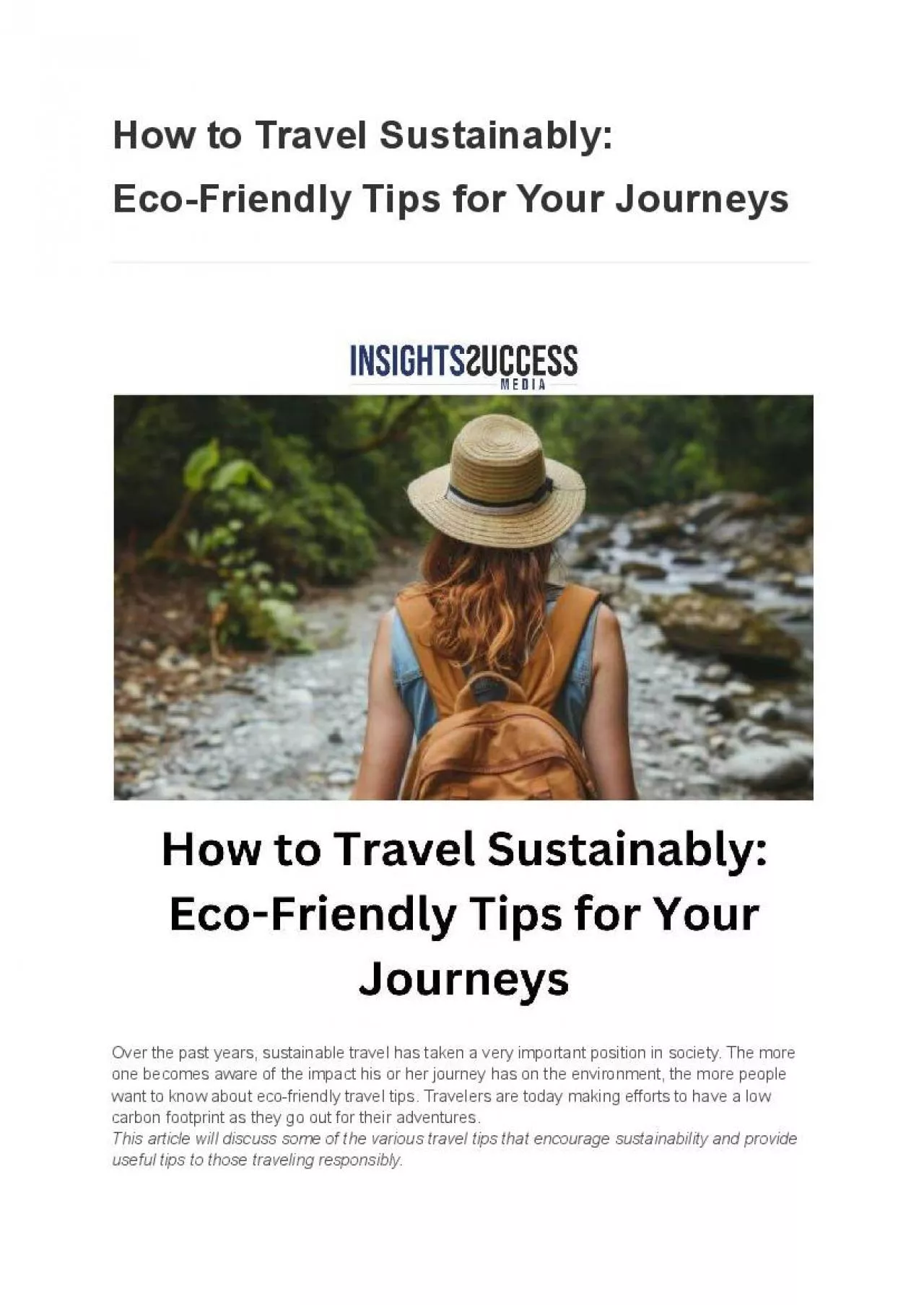 PDF-How to Travel Sustainably: Eco-Friendly Tips for Your Journeys