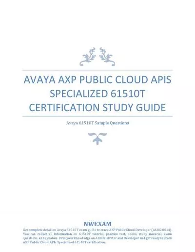 Avaya AXP Public Cloud APIs Specialized 61510T Certification Study Guide