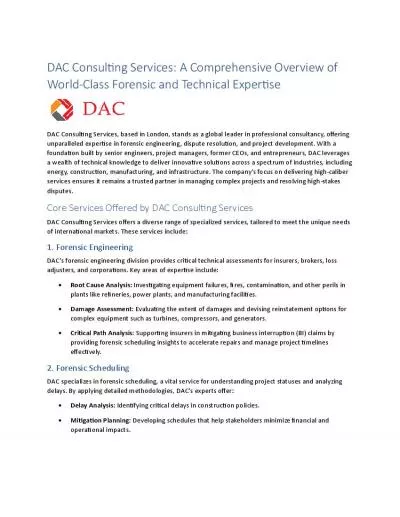 DAC Consulting Services: A Comprehensive Overview of World-Class Forensic and Technical