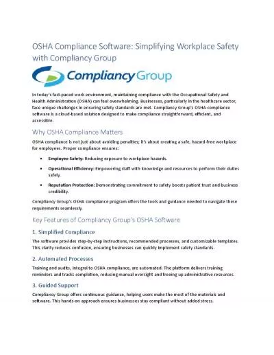 OSHA Compliance Software: Simplifying Workplace Safety with Compliancy Group