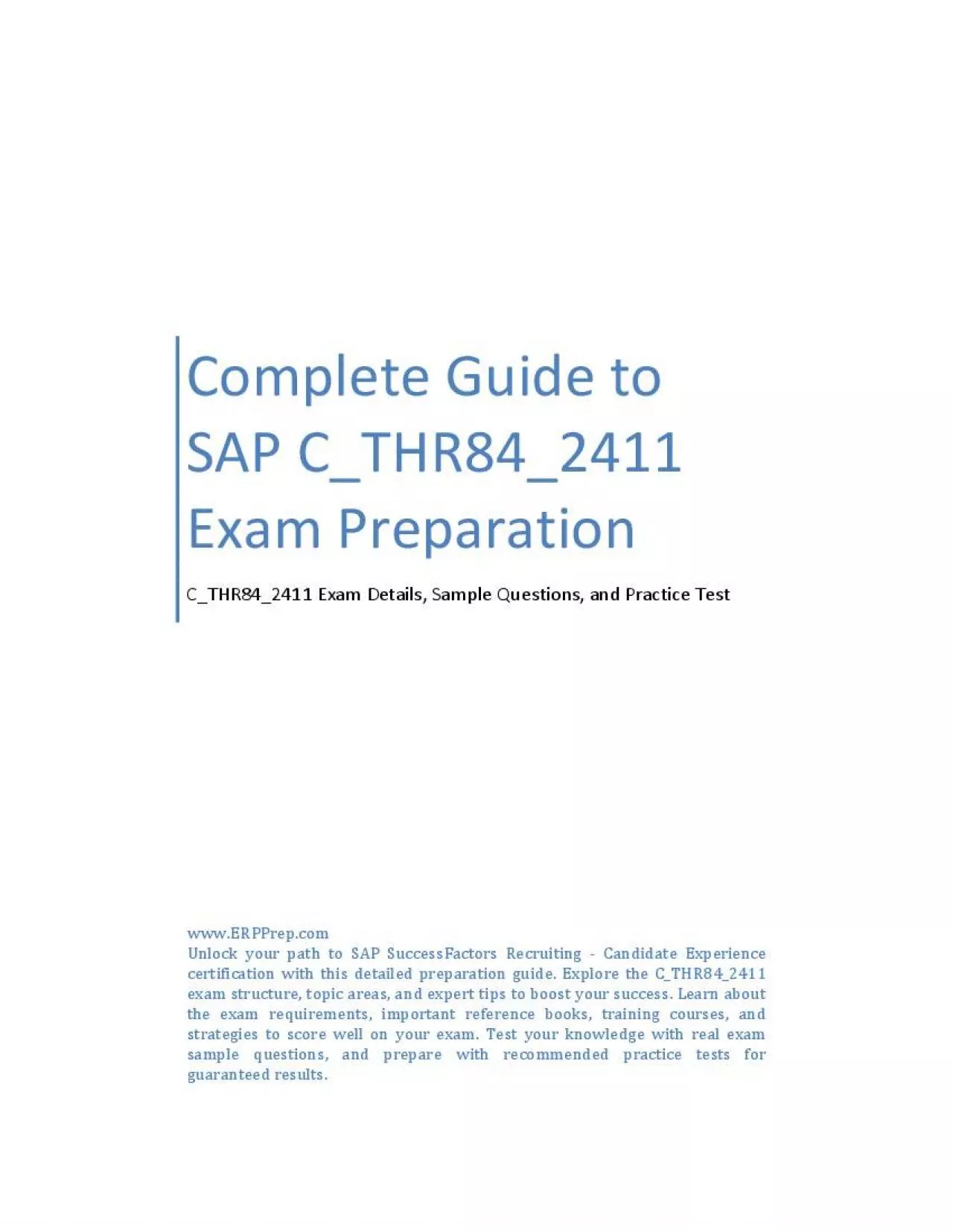 PDF-Complete Guide to SAP C_THR84_2411 Exam Preparation