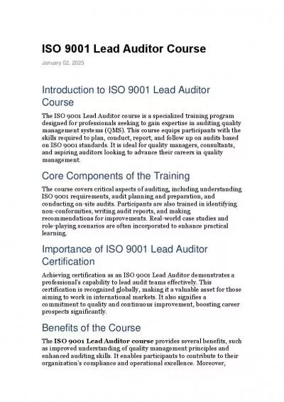 iso 9001 lead auditor course