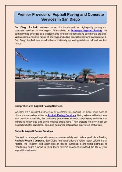 Premier Provider of Asphalt Paving and Concrete Services in San Diego