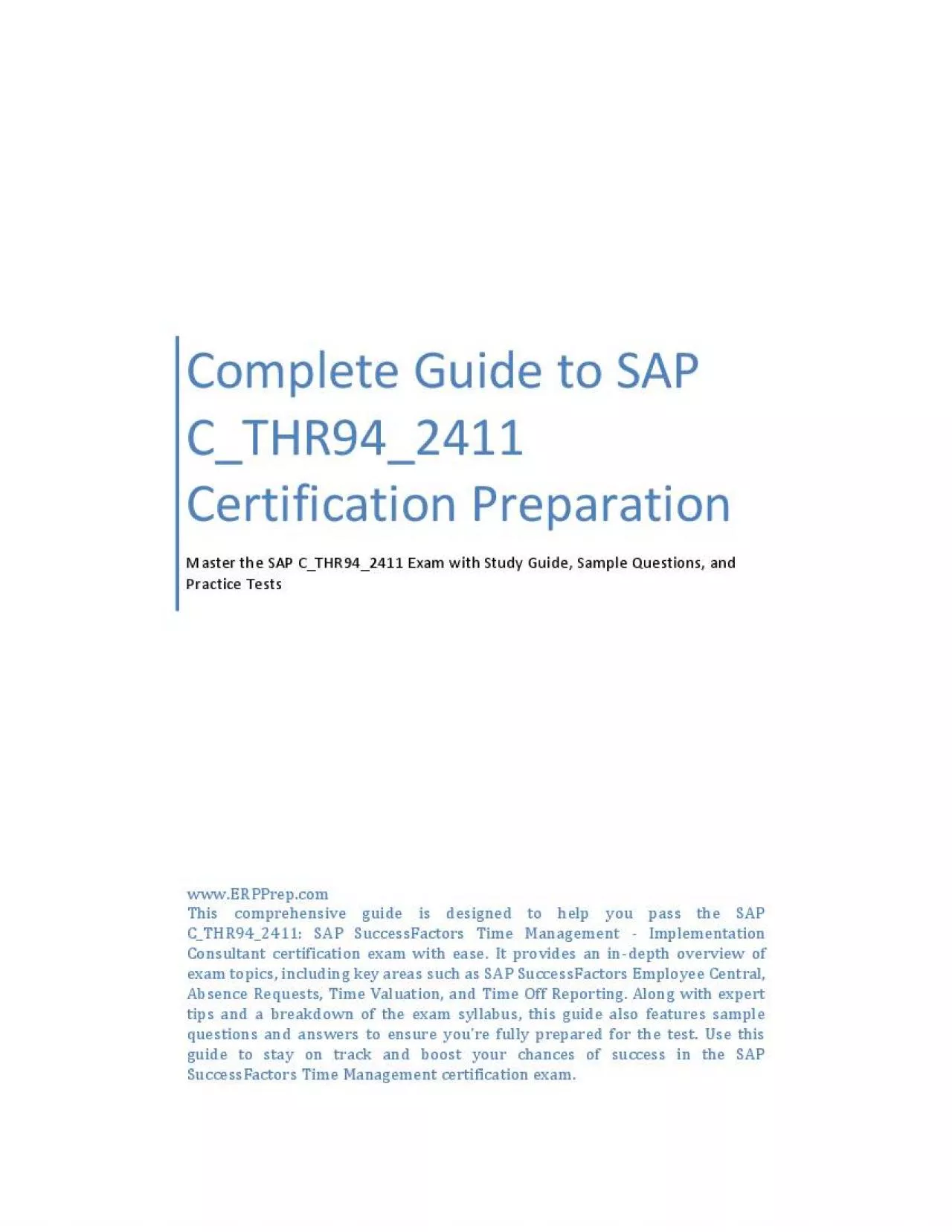 PDF-Complete Guide to SAP C_THR94_2411 Certification Preparation