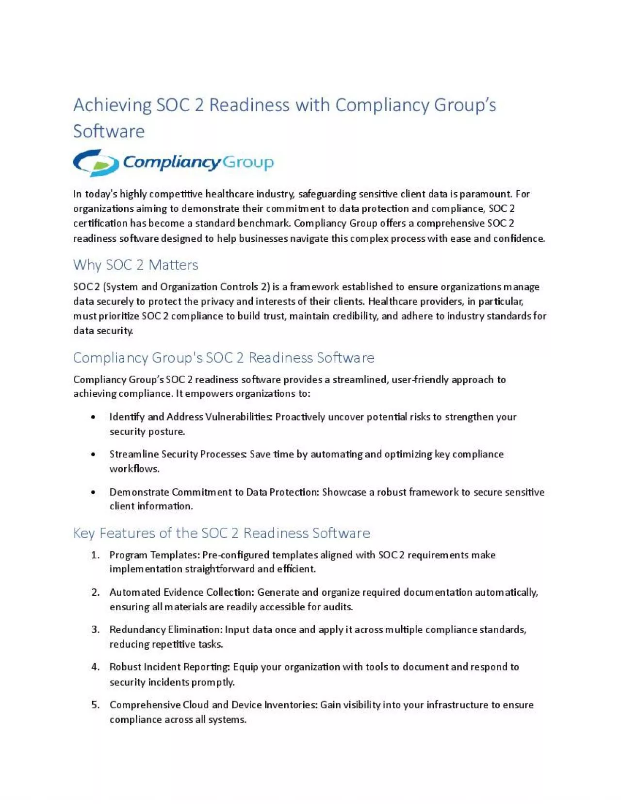 PDF-Achieving SOC 2 Readiness with Compliancy Group's Software