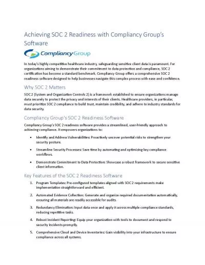 Achieving SOC 2 Readiness with Compliancy Group's Software