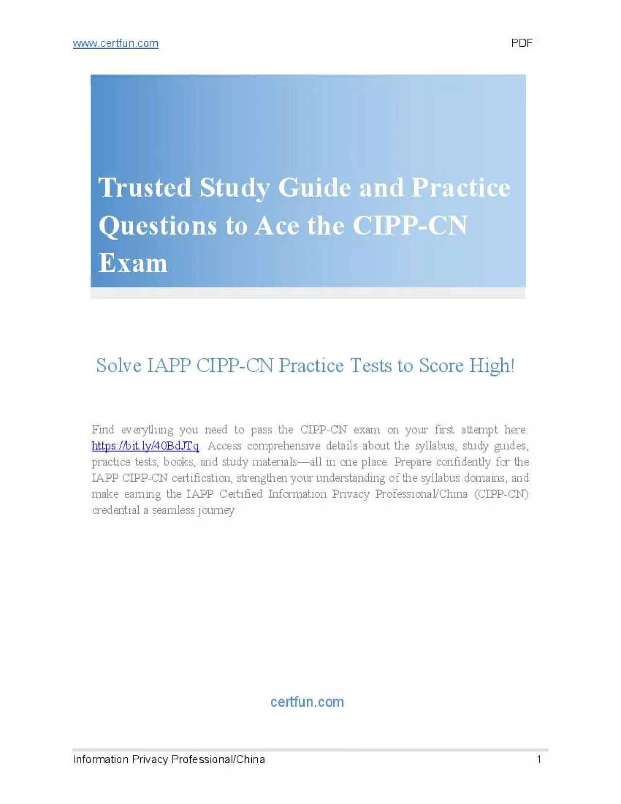 PDF-CIPP-CN Study Guide & Practice Questions