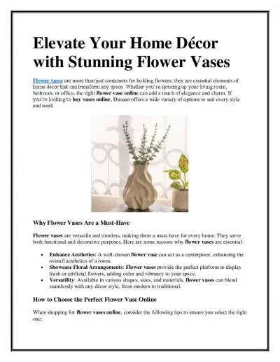 Stylish Flower Vases Online | Shop Premium Designs at Dusaan