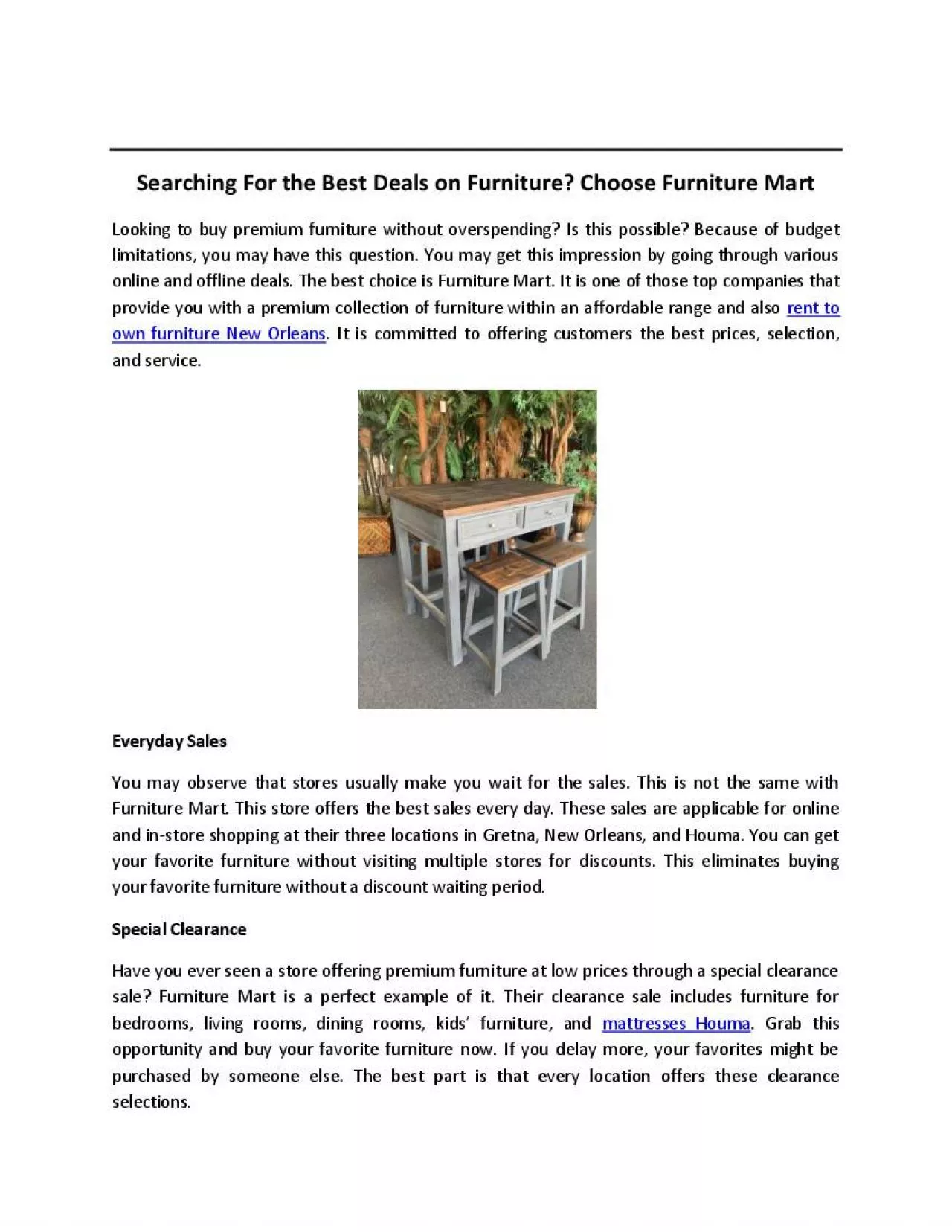 PDF-Searching For the Best Deals on Furniture? Choose Furniture Mart