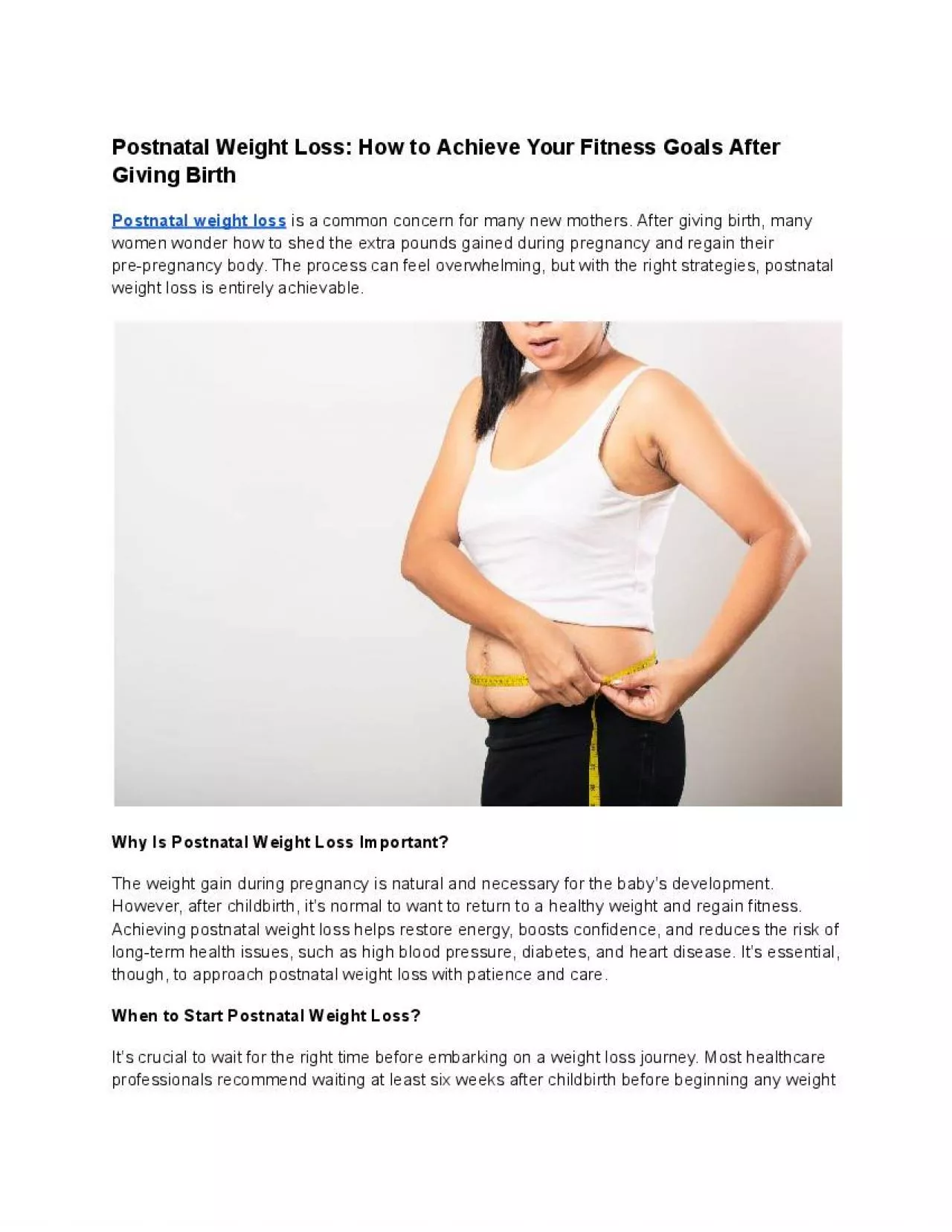 PDF-Postnatal Weight Loss: How to Achieve Your Fitness Goals After Giving Birth