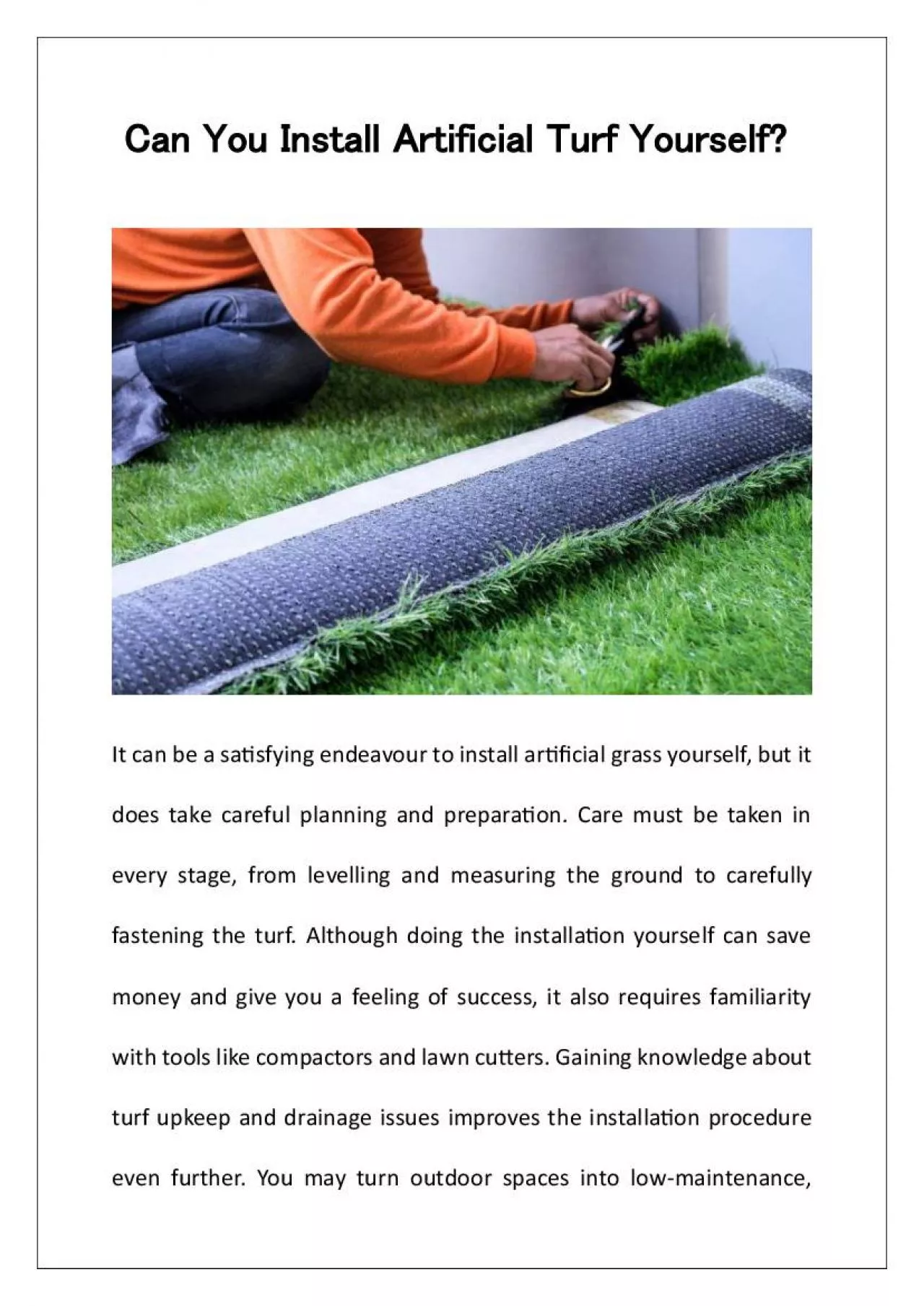 PDF-Can You Install Artificial Turf Yourself?