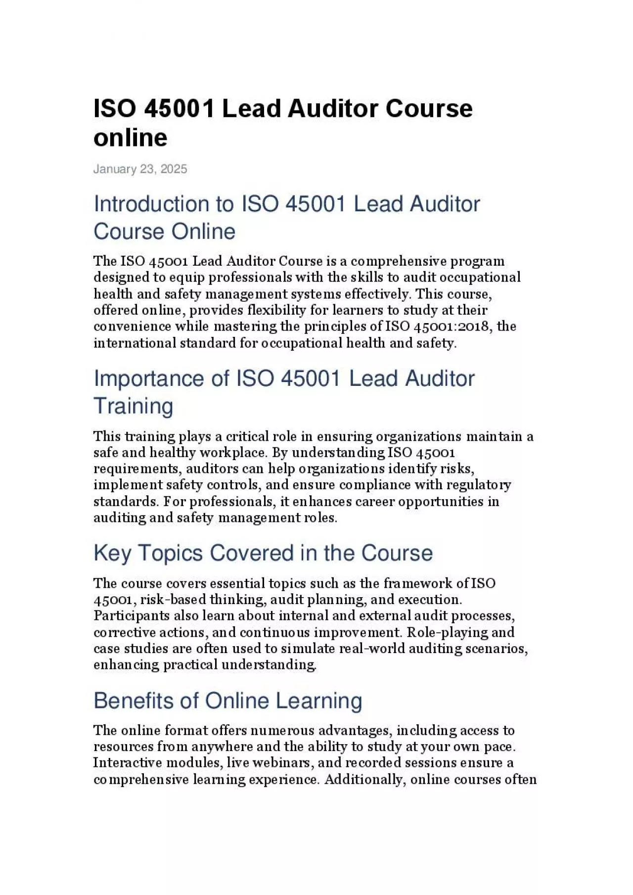 PDF-iso 45001 lead auditor course online