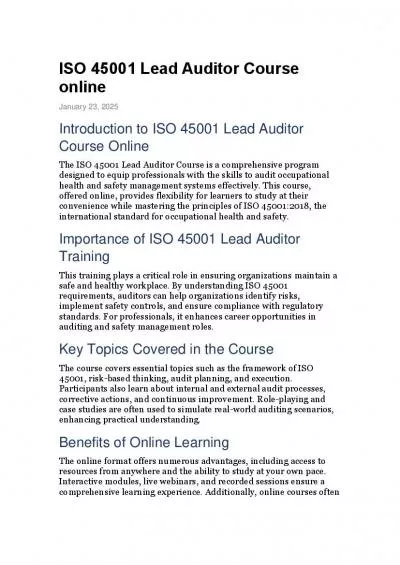 iso 45001 lead auditor course online