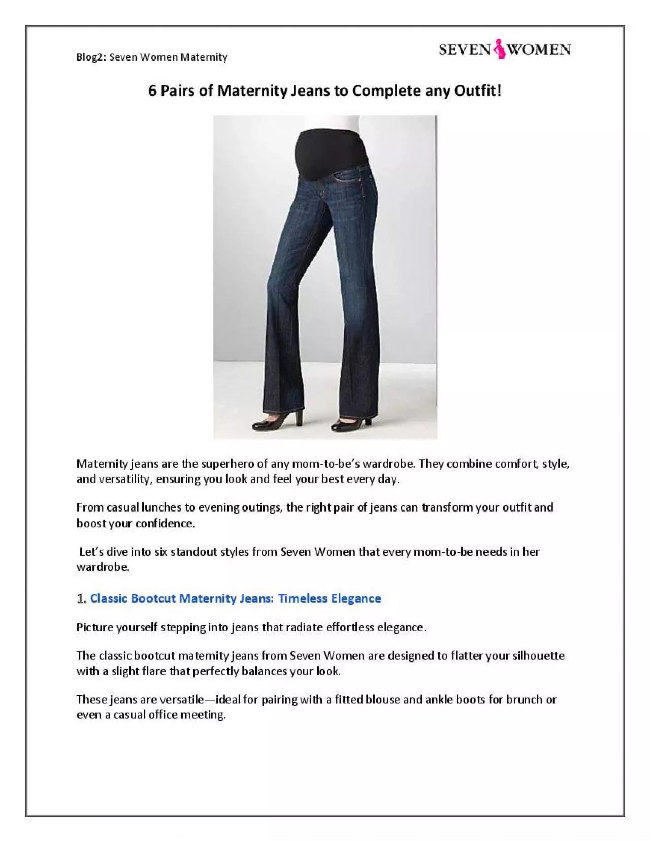 PDF-6 Must-Have Maternity Jeans for Stylish Moms-to-Be | Seven Women Maternity