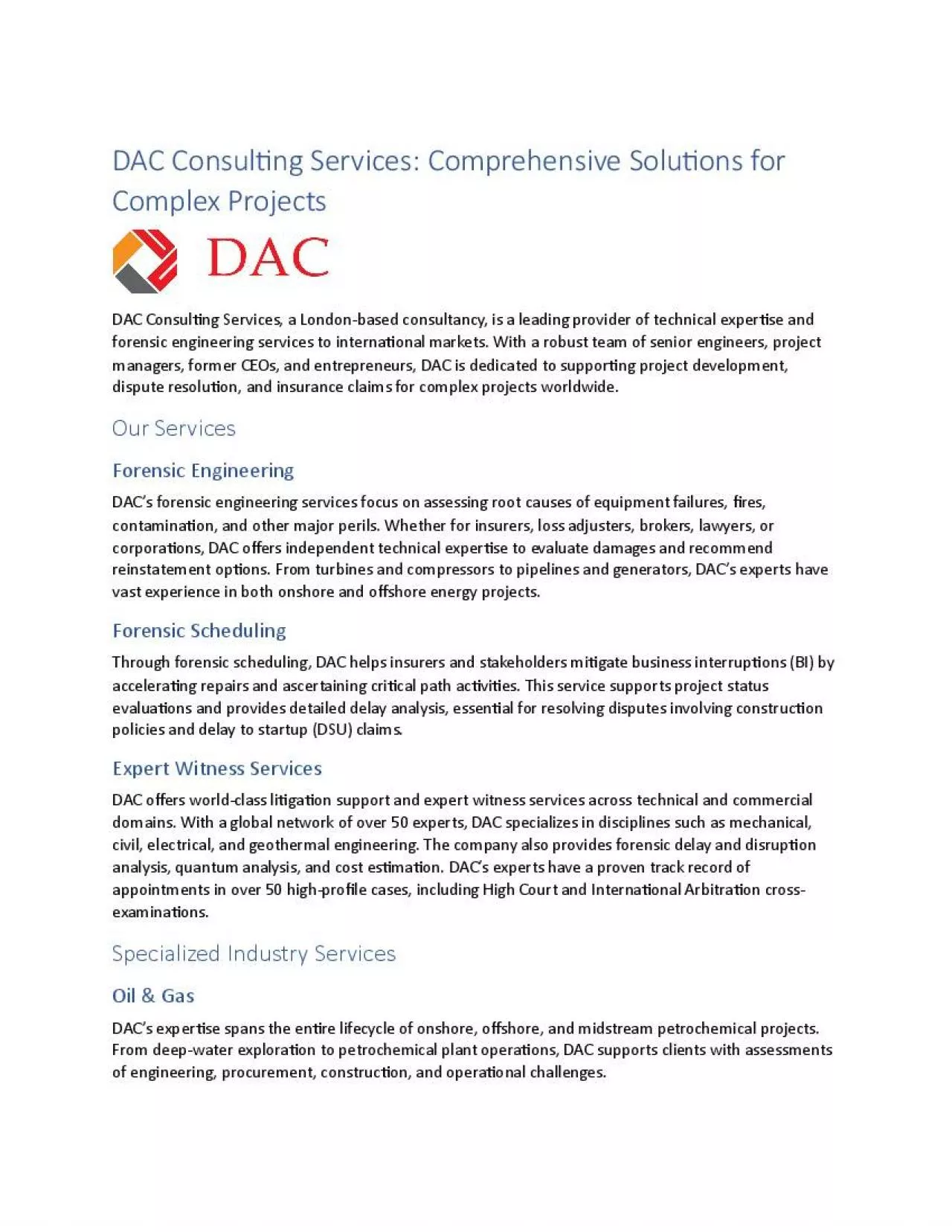 PDF-DAC Consulting Services: Comprehensive Solutions for Complex Projects