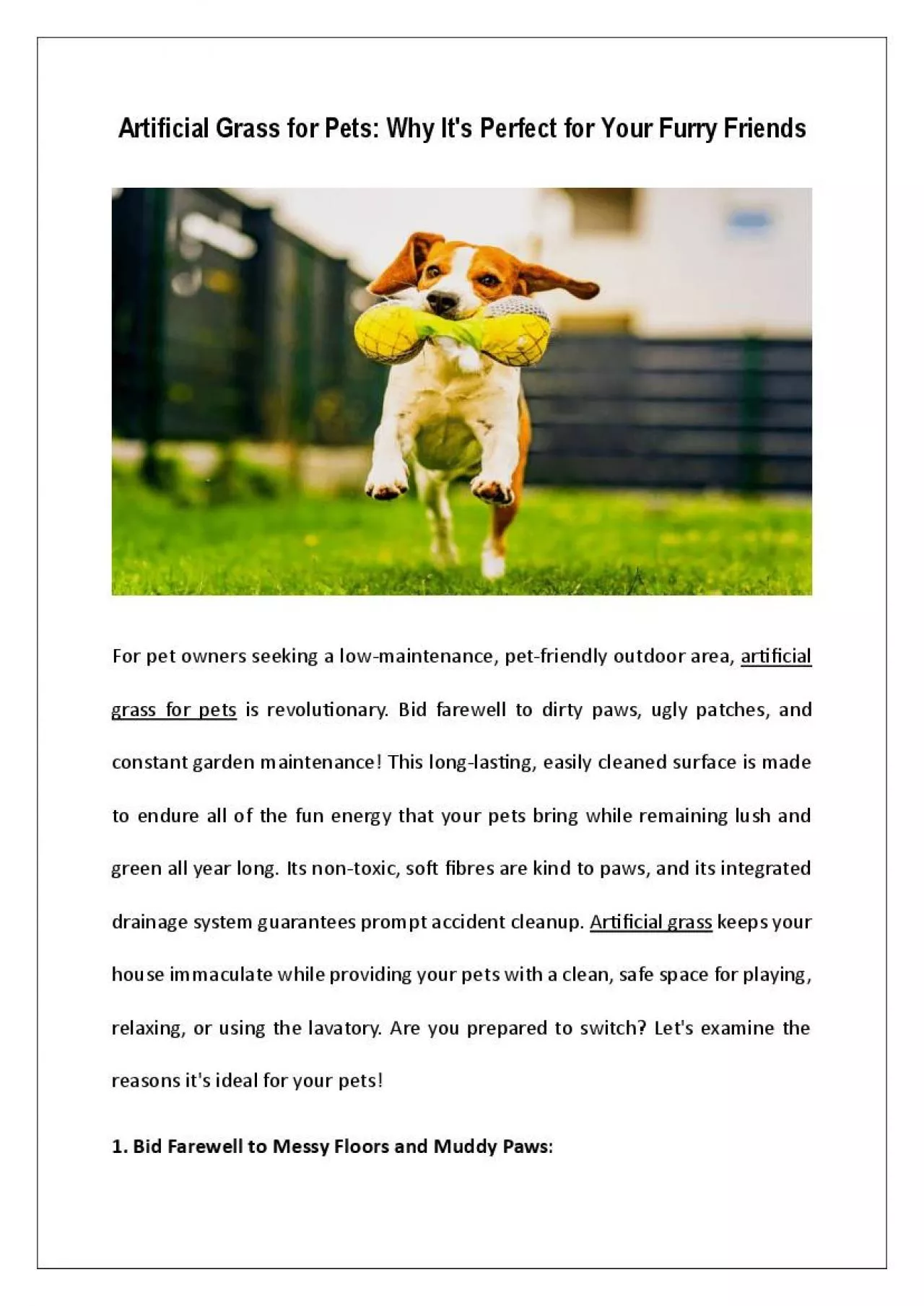 PDF-Artificial Grass for Pets: Why It's Perfect for Your Furry Friends