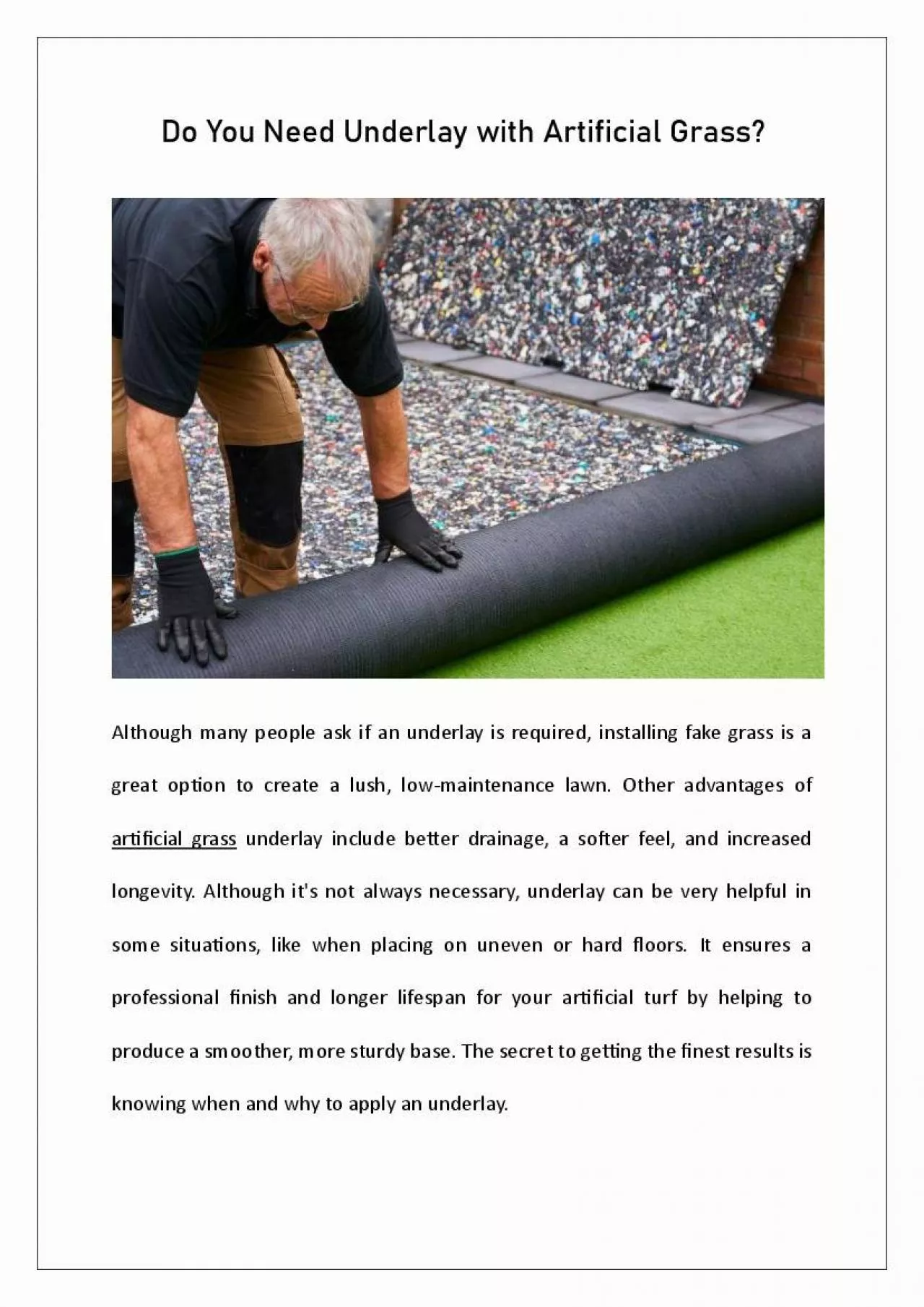 PDF-Do You Need Underlay with Artificial Grass?