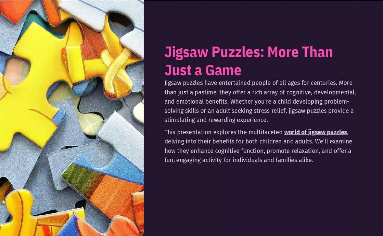 PDF-Jigsaw Puzzles: More Than Just a Game