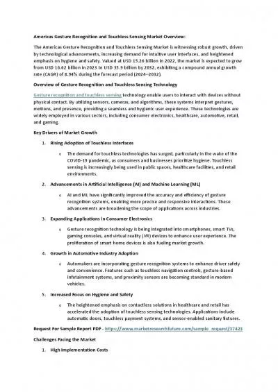 Americas Gesture Recognition and Touchless Sensing Market