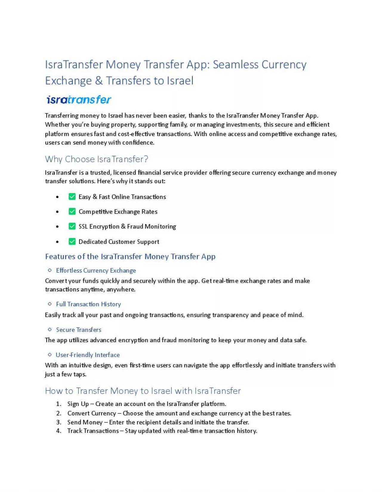 PDF-IsraTransfer Money Transfer App: Seamless Currency Exchange & Transfers to Israel