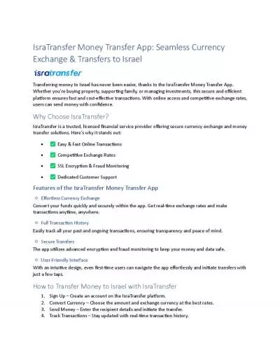 IsraTransfer Money Transfer App: Seamless Currency Exchange & Transfers to Israel