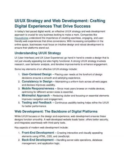 UI/UX Strategy and Web Development: Crafting Digital Experiences That Drive Success