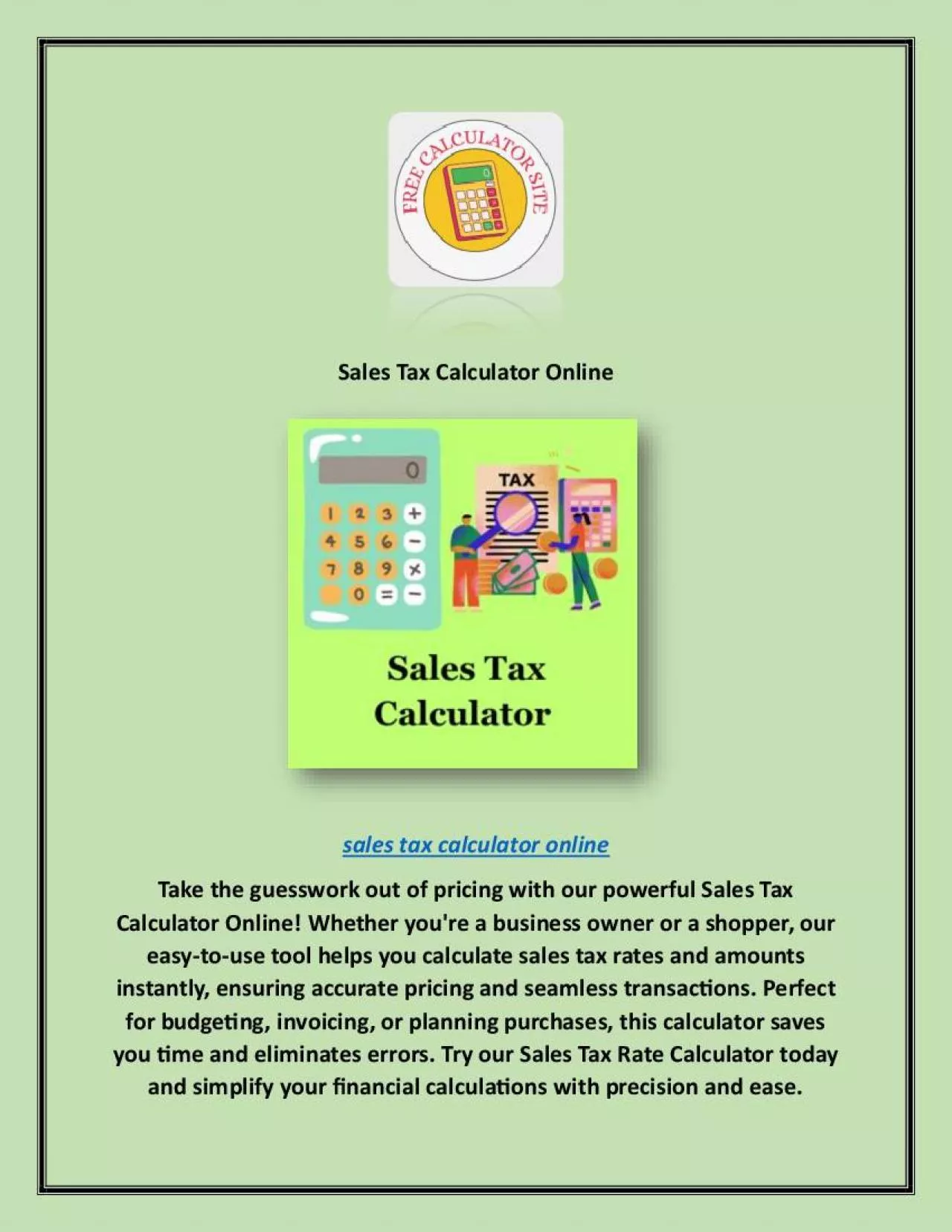 PDF-Sales Tax Calculator Online