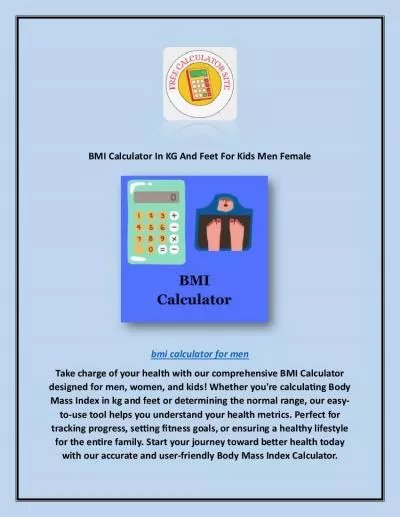 BMI Calculator In KG And Feet For Kids Men Female