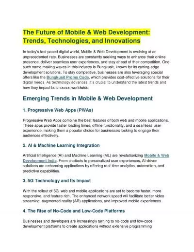 The Future of Mobile & Web Development: Trends, Technologies, and Innovations