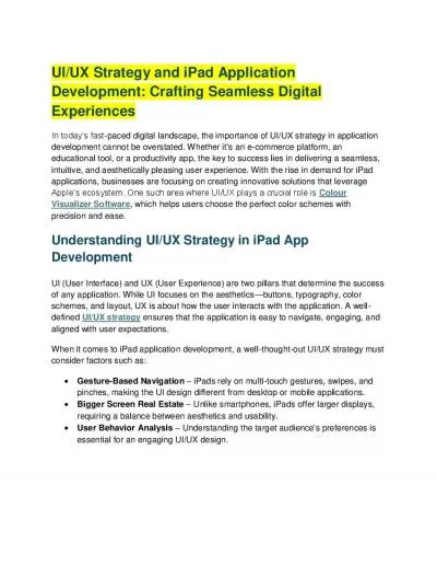 UI/UX Strategy and iPad Application Development: Crafting Seamless Digital Experiences