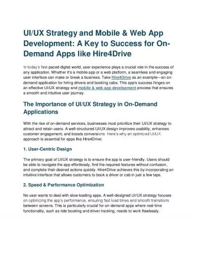 UI/UX Strategy and Mobile & Web App Development: A Key to Success for On-Demand Apps like Hire4Drive