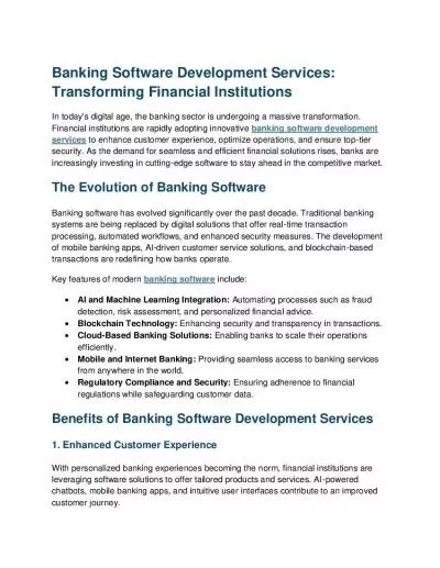 Banking Software Development Services: Transforming Financial Institutions