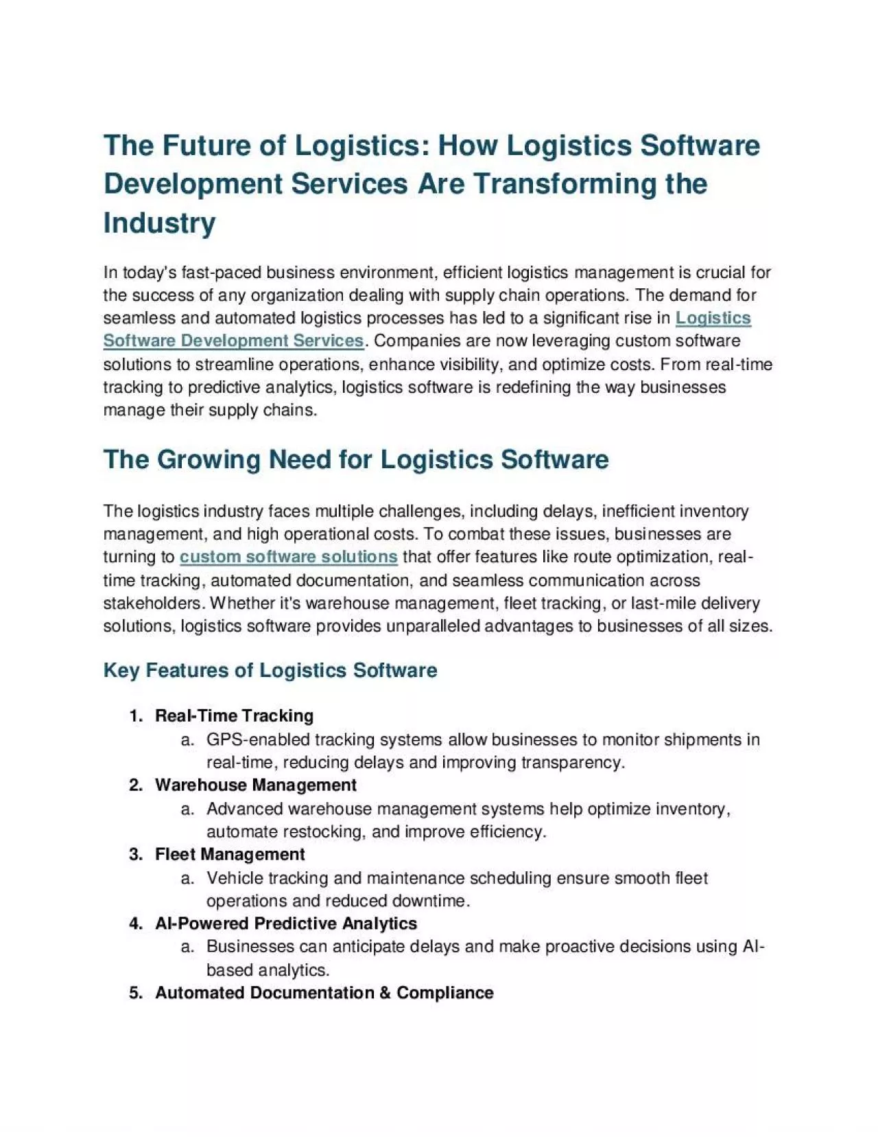 PDF-The Future of Logistics: How Logistics Software Development Services Are Transfo