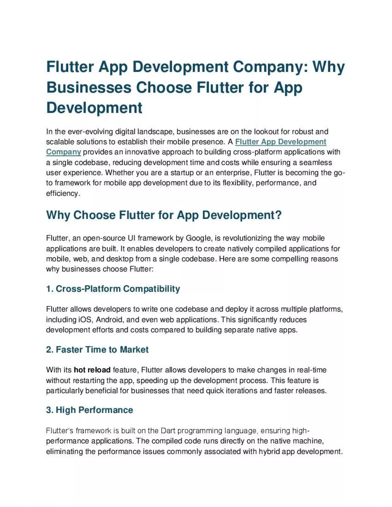 PDF-Flutter App Development Company: Why Businesses Choose Flutter for App Development