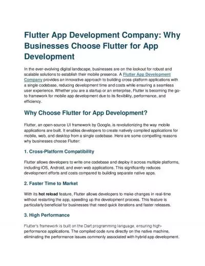 Flutter App Development Company: Why Businesses Choose Flutter for App Development