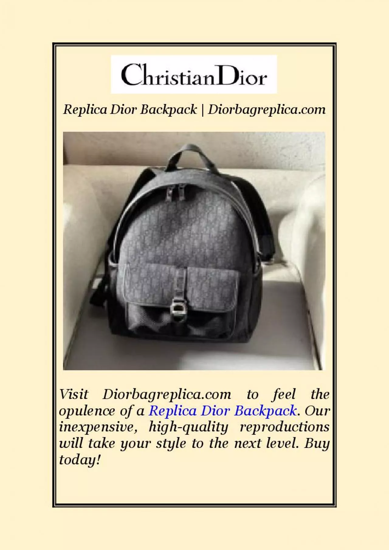 PDF-Replica Dior Backpack | Diorbagreplica.com