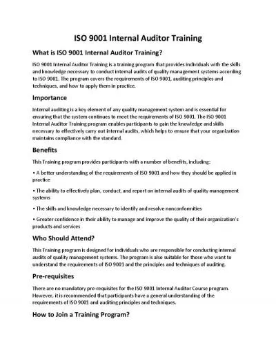 ISO 9001 Internal Auditor Training Online