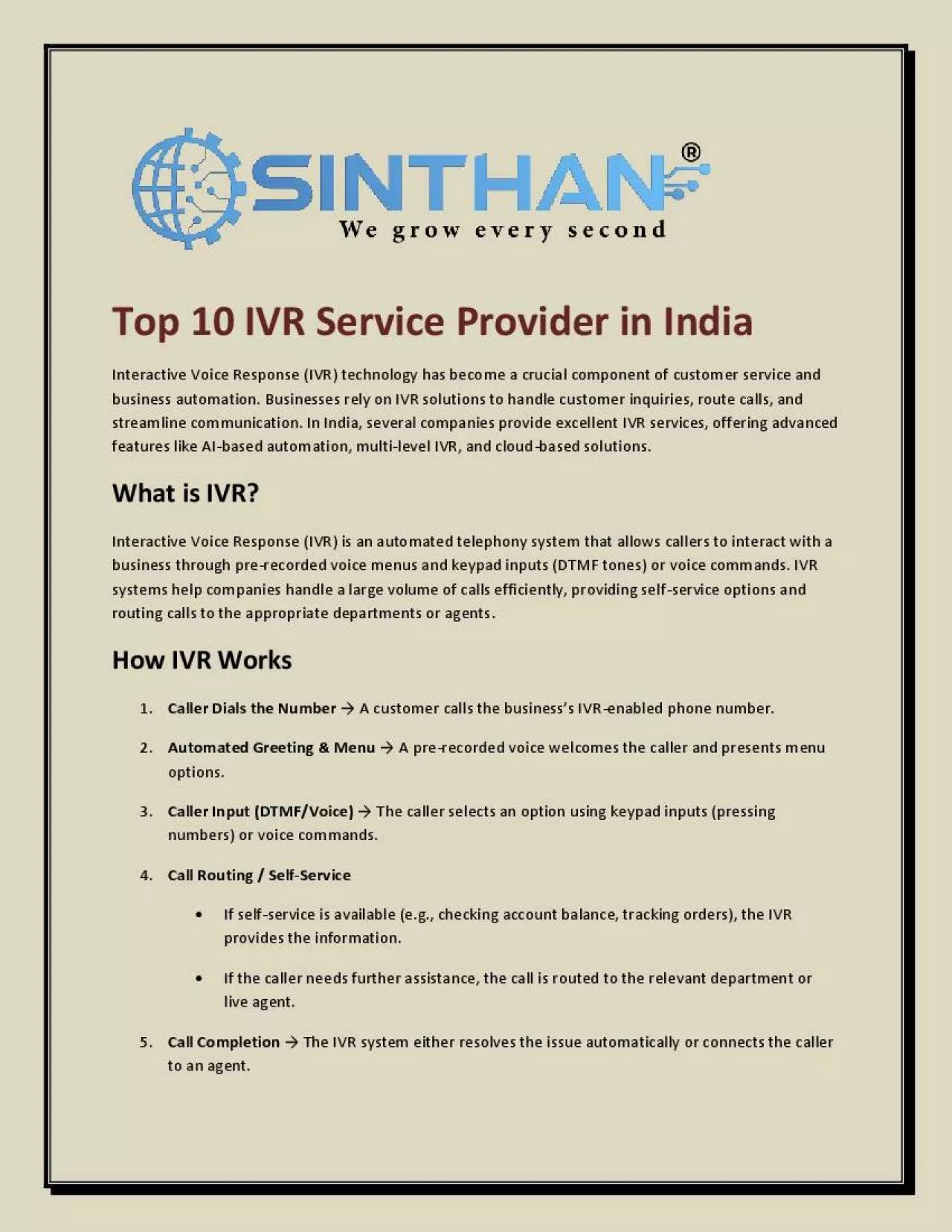 PDF-Top 10 IVR Service Provider in India