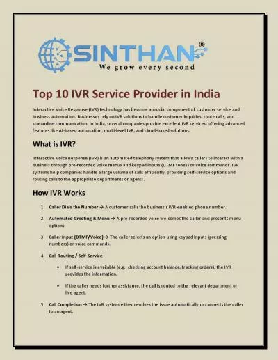 Top 10 IVR Service Provider in India