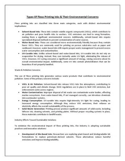 Types of Flexo Printing Inks & Their Environmental Concerns