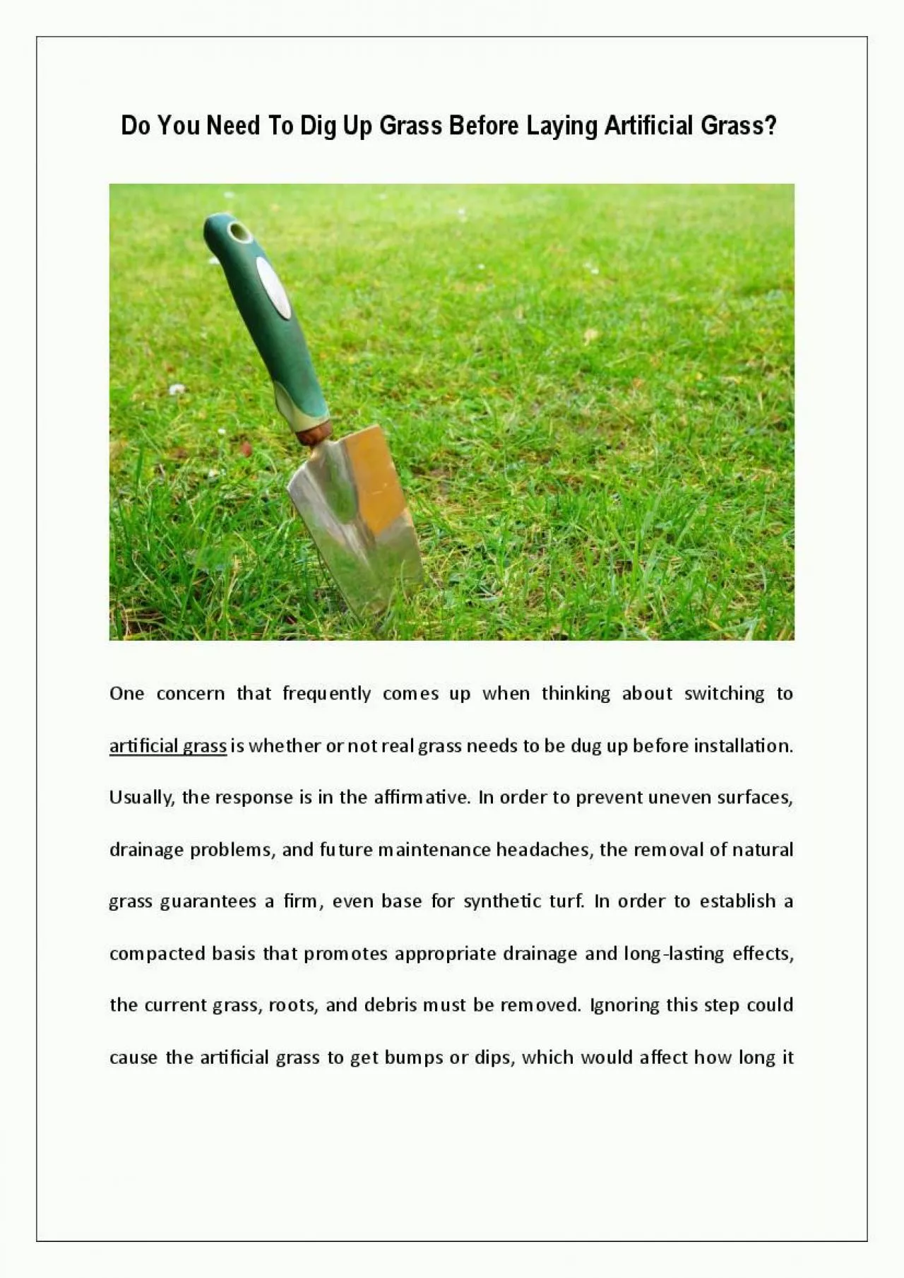 PDF-Do You Need To Dig Up Grass Before Laying Artificial Grass?