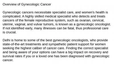 Leading Gynecologic Oncologist in Delhi | Advanced Cancer Treatment for Women