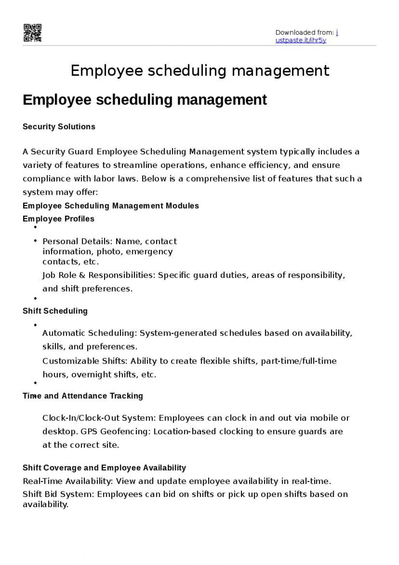 PPT-Employee Scheduling Management
