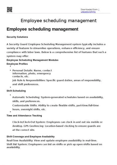 Employee Scheduling Management