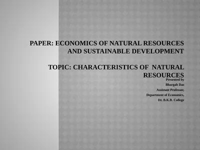 Paper: Economics of Natural Resources and
