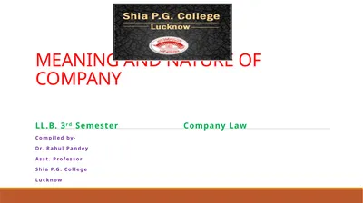 MEANING AND NATURE OF COMPANY LL.B. 3rd Semester